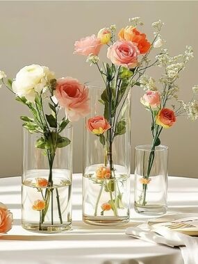 NWT Set of 18 Clear Glass Cylinder Vases Wedding Centerpieces